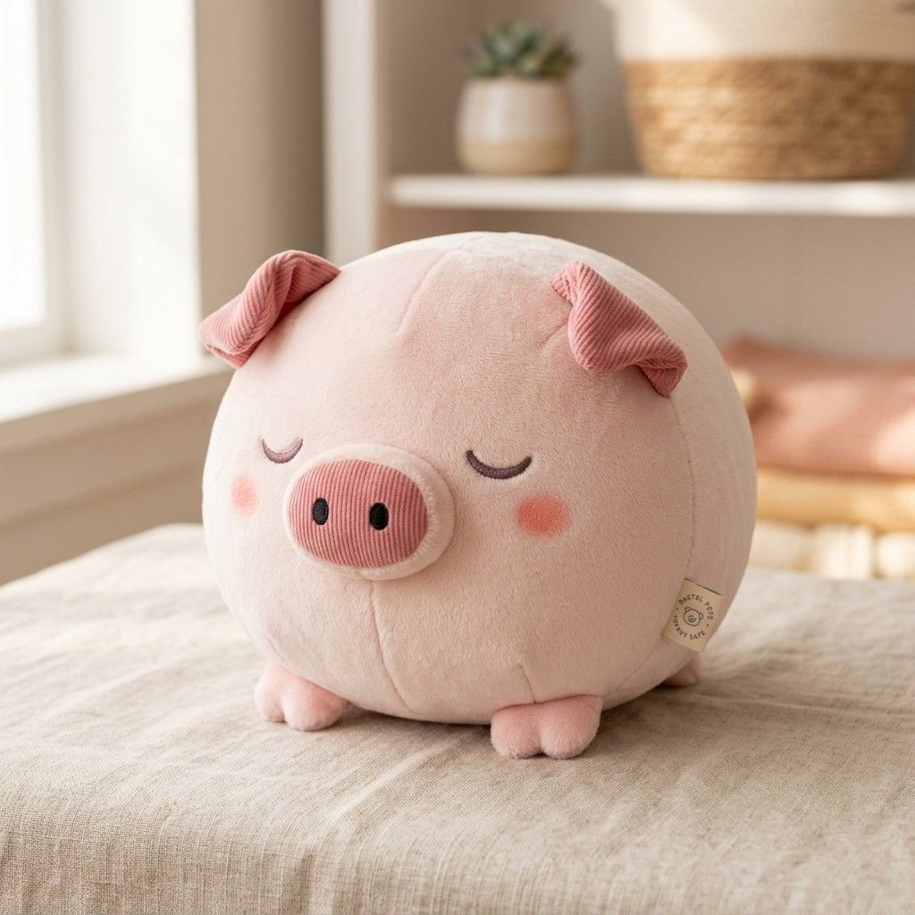 Chubby Blush Piglet - Custom plush toy designed by Takara in Crystal Velboa and Corduroy