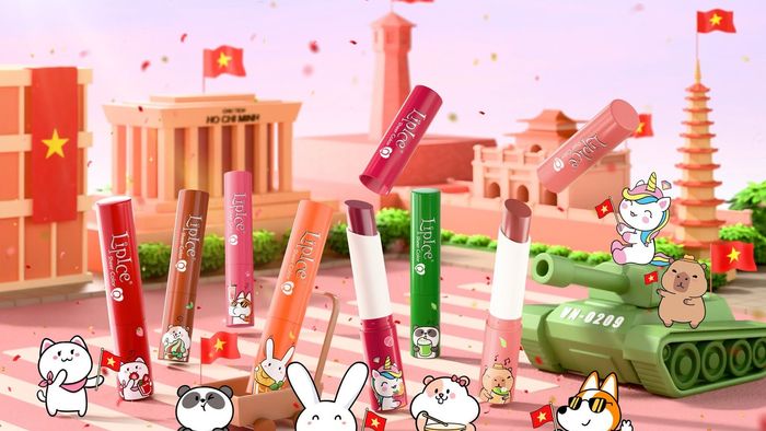 LipIce Sheer Color Q blind-box lipstick tubes and plush character art from the Rohto campaign
